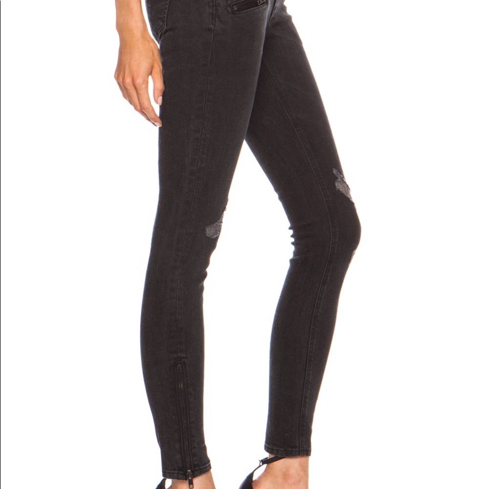 Rag & Bone Moto 3 zipper black jeans w zipper leg - Picture 2 of 8